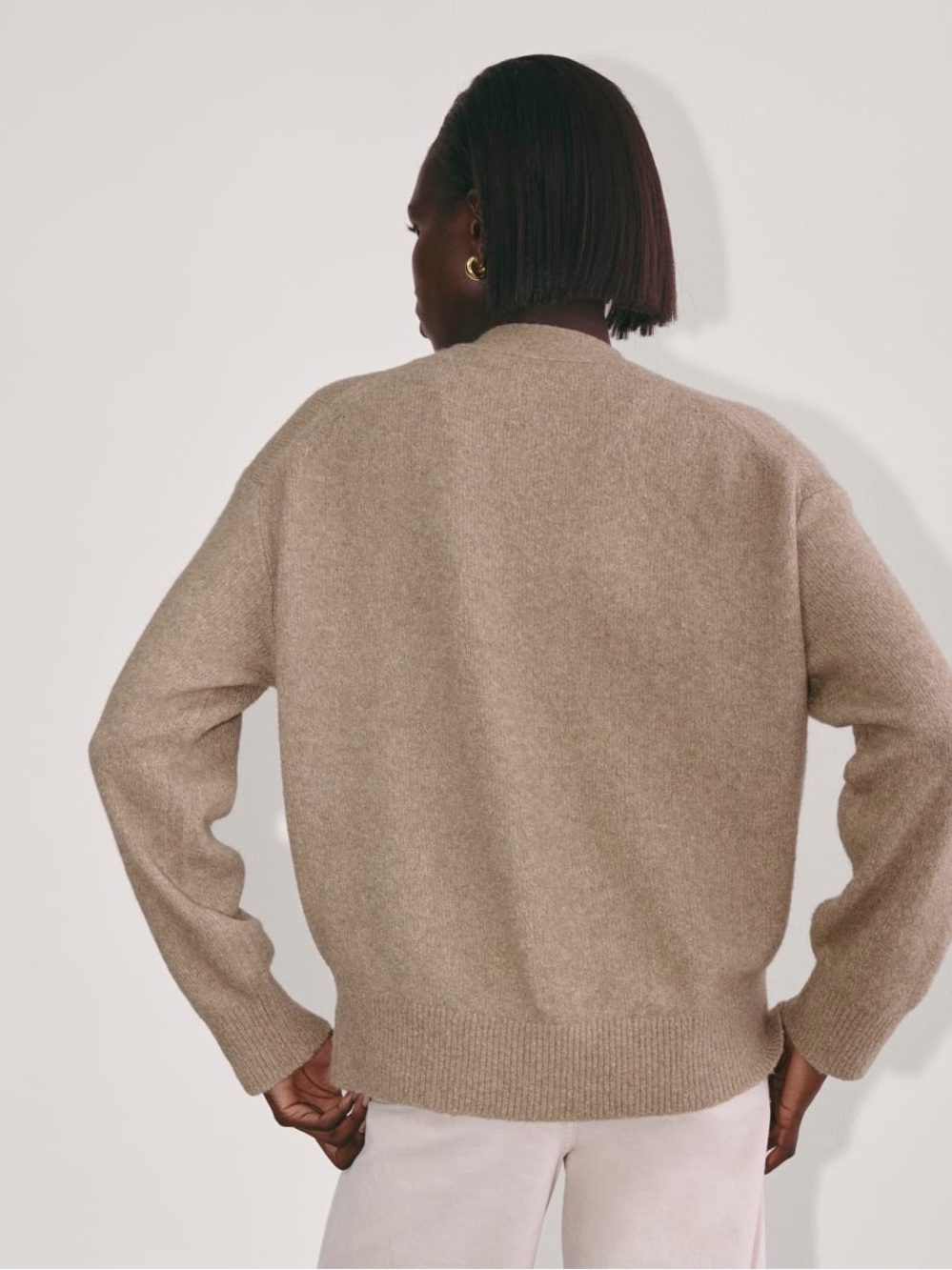 Everlane Heather Taupe The Cocoon Cardigan Plush Cotton Wool Alpaca Blend M NWT - Picture 6 of 16